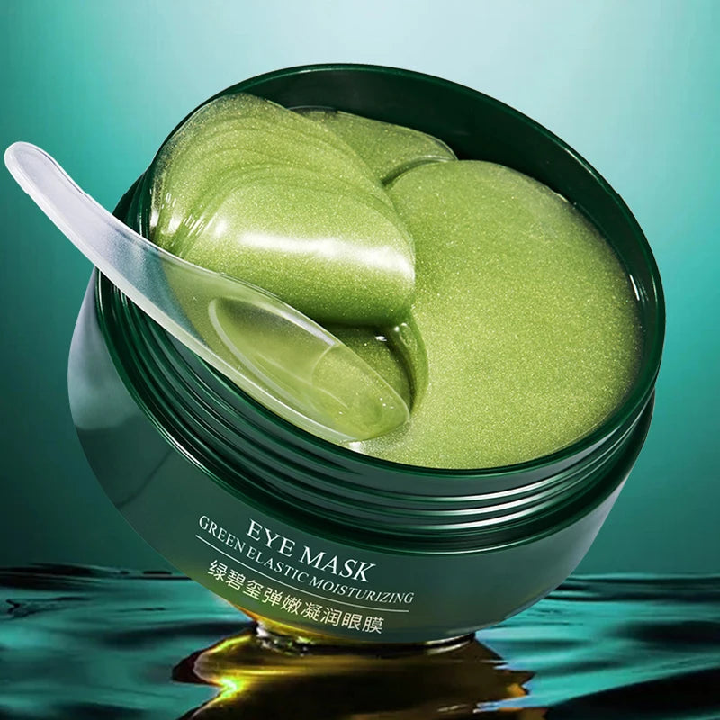 Under-eye gel patches in use