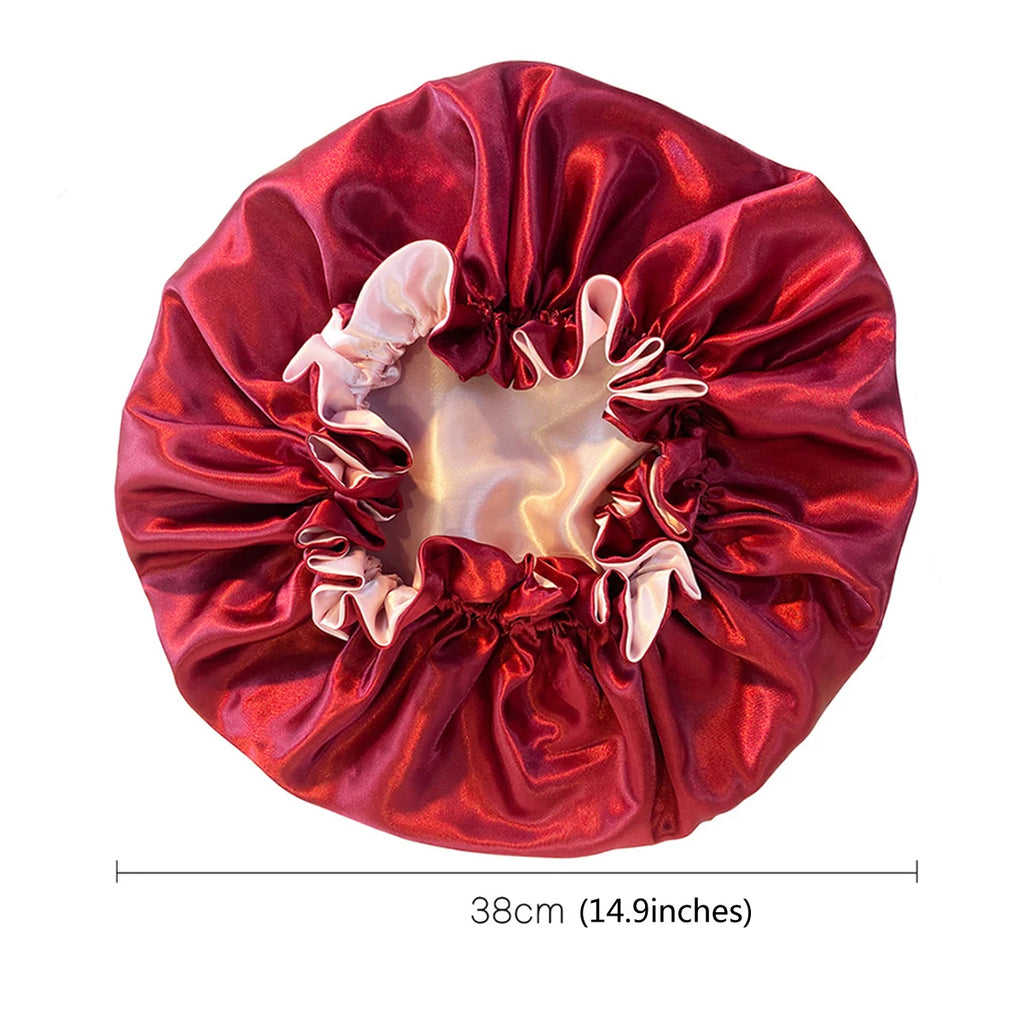 Double-layer reversible satin bonnet